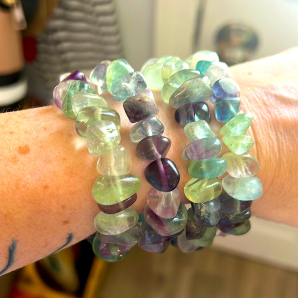 💜💚CHUNKY PURPLE & GREEN FLUORITE BRACELETS💚💜